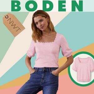 NWT BODEN - 100% Merino Wool Scallop Knitted Top - Size 6